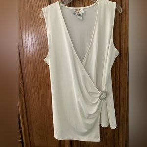 Talbots sleeveless white knit top